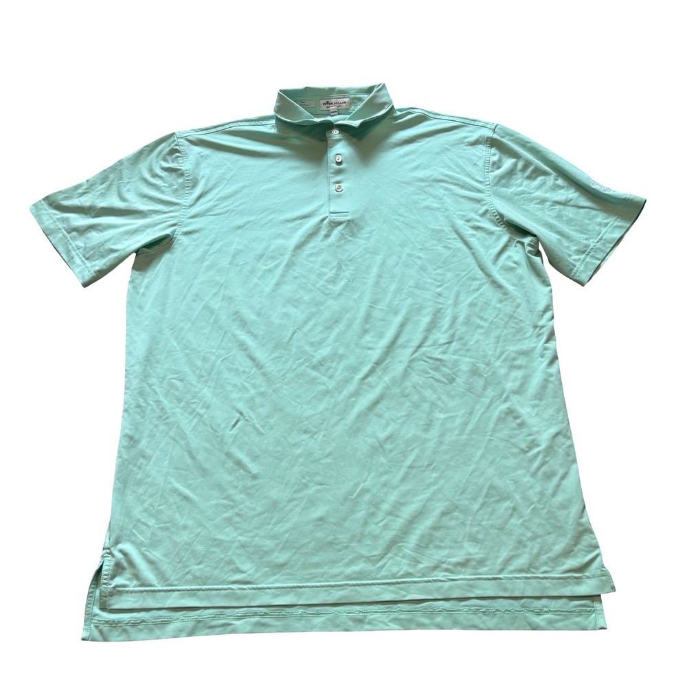 Peter Millar Summer Comfort Polo Mens Large Mint Green Short Sleeve Golf Shirt